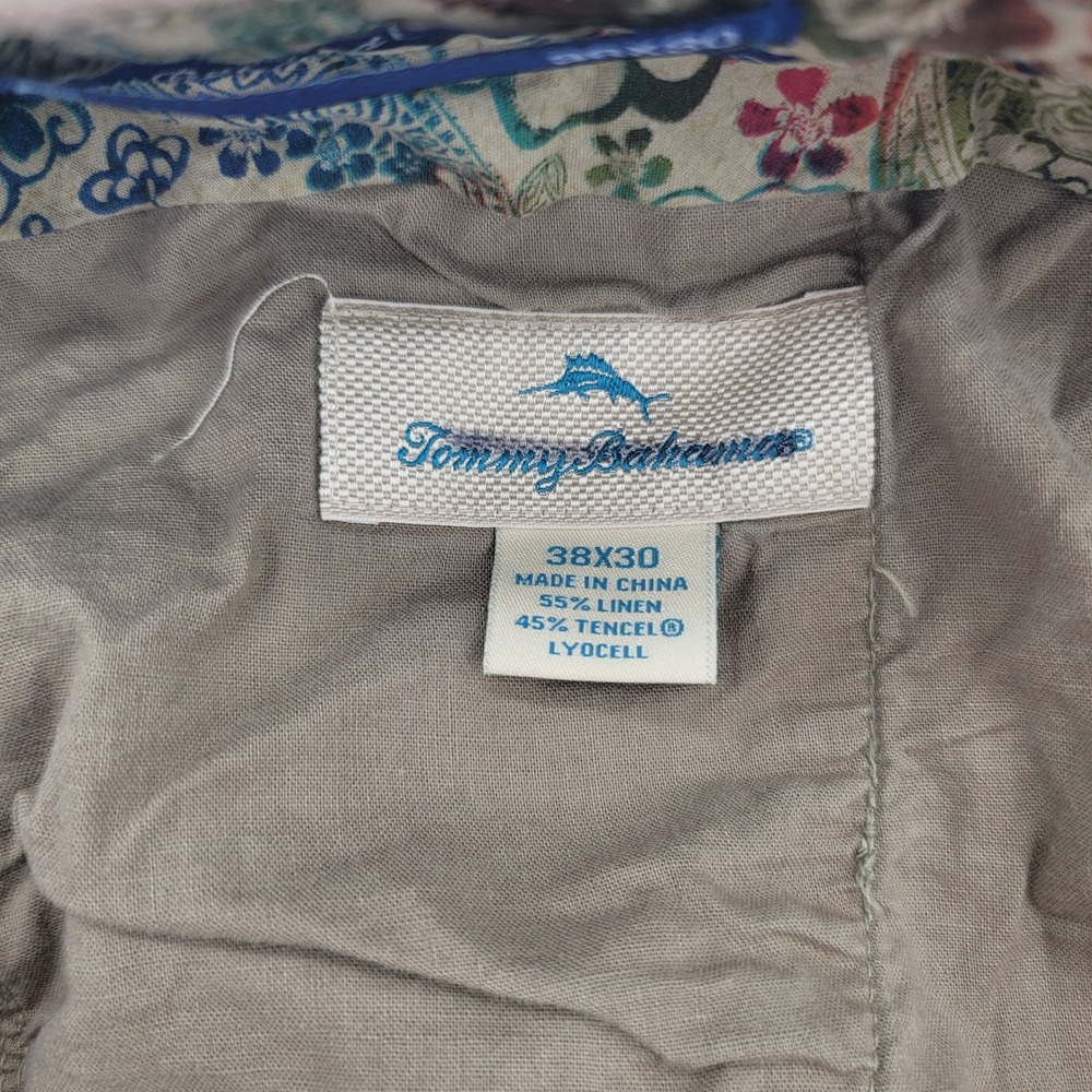 Tommy Bahama Mens 38x30 Linen Blend Chino Pants Tan Flat Front Casual Beachwear - Picture 5 of 6